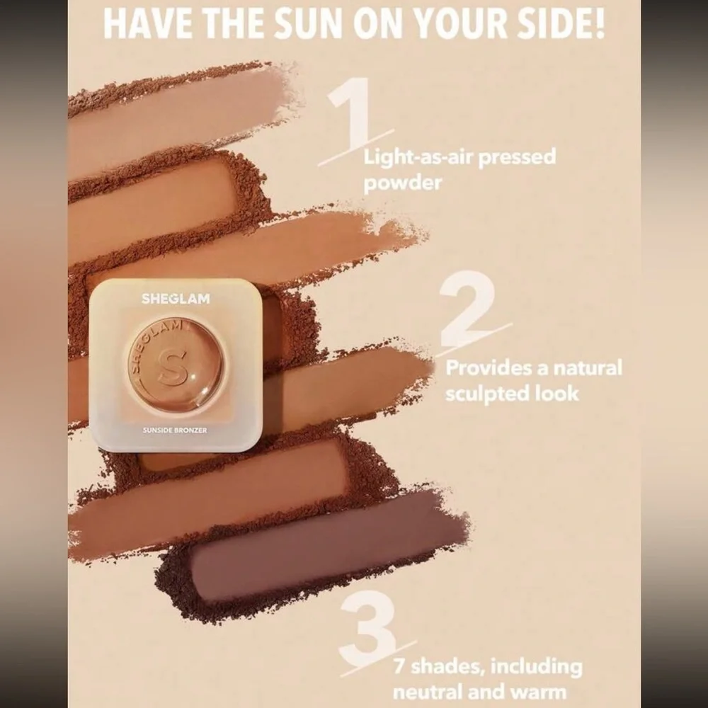 SHEGLAM Sunside Bronzer Powder Contour  Long Wear Evenly Pigmented